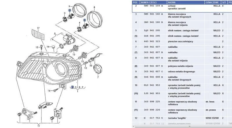 Diodowe żarówki Passat B6